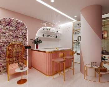 Thiết kế salon tóc tông màu hồng cho chị khách tại Quận 1 - HCM