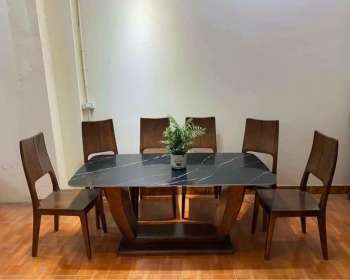 BÀN ĂN CHỮ U MẶT ĐÁ BA376