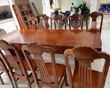 Mẫu bàn ăn 10 ghế gỗ xoan đào giá rẻ BA001