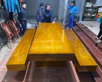 Bộ bàn ghế K3  nguyên khối hộp gỗ cẩm vàng K43