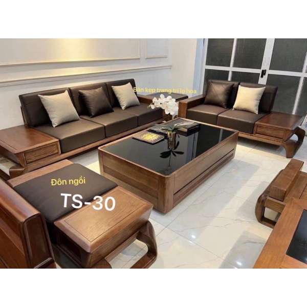 SOFA 2 VĂNG CHÂN XOẮN GỖ SỒI NGA HT0011