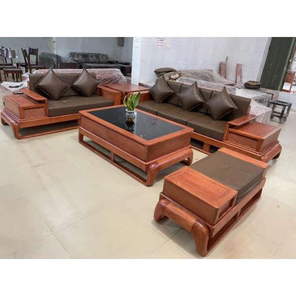 SOFA 2 VĂNG CHÂN ĐÙI GÀ GỖ HƯƠNG ĐÁ_HT117