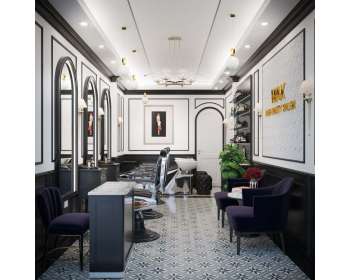 Thiết kế - Thi công salon tóc hiện đại với tông màu đen trắng huyền bí tại TP Vũng Tàu