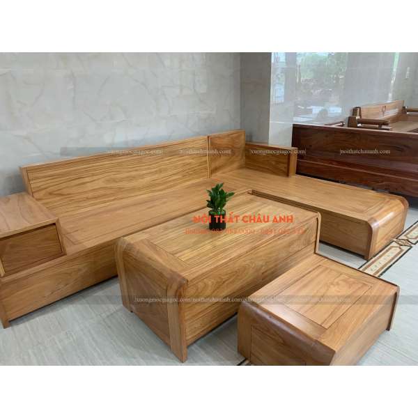 Bàn ghế phòng khách được làm bằng gỗ hương xám chữ L BG260