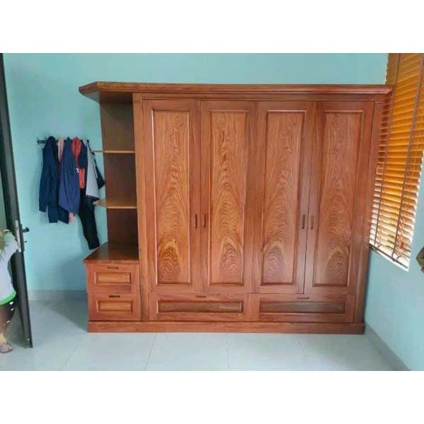 Tủ quần áo 4 cánh gỗ hương xám TA078