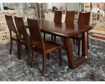 BÀN ĂN 6 GHẾ CHÂN CHỮ U GỖ SỒI NGA BA192