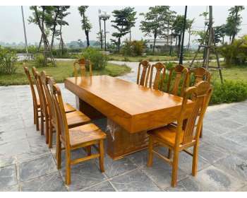 Mẫu bàn ăn 10 ghế gỗ cẩm vàng giá rẻ BA003