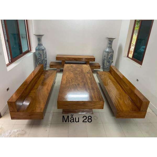 Bộ bàn ghế K3 nguyên khối hộp gỗ hương xám K44