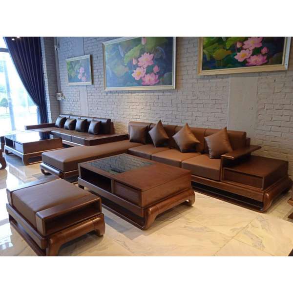Sofa gỗ sồi Nga chữ L BG284
