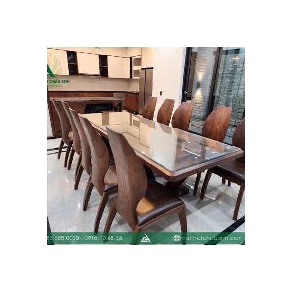 Bàn ăn 8 ghế gỗ sồi Nga BG164