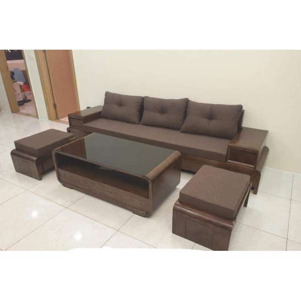 Mẫu sofa gỗ chân cuốn  SF120