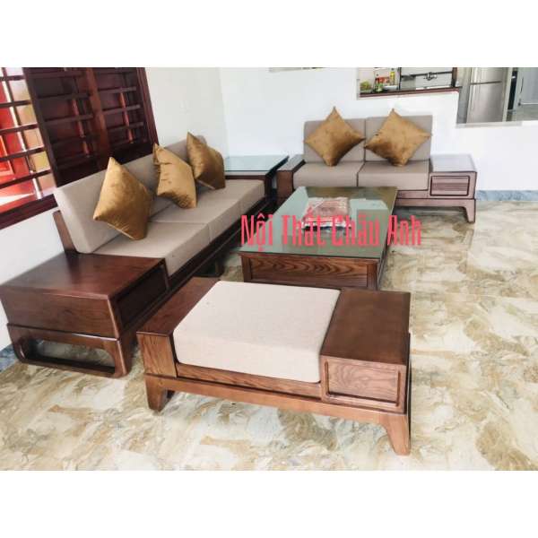 Bộ bàn ghế phòng khách 2 văng gỗ sồi nga