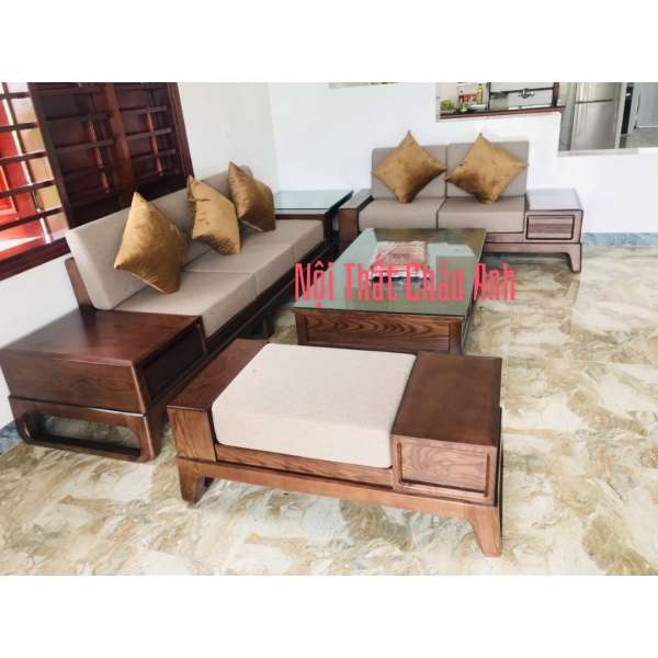 Bộ bàn ghế phòng khách 2 văng gỗ sồi nga